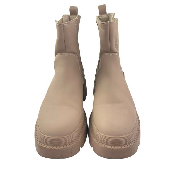 Dream Pairs Beige Leather Round Toe Chunky Platform Chelsea Ankle Boots Size 7.5 - Picture 2 of 5